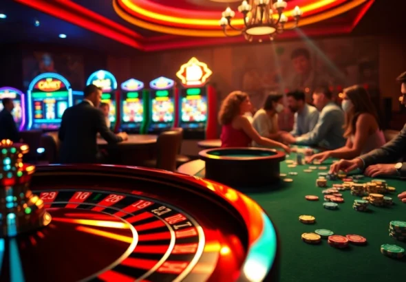 Experience the excitement of f8 bet at a vibrant casino with roulette and poker.